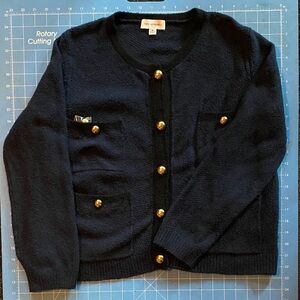 Navy Blue Cardigan with Gold Buttons